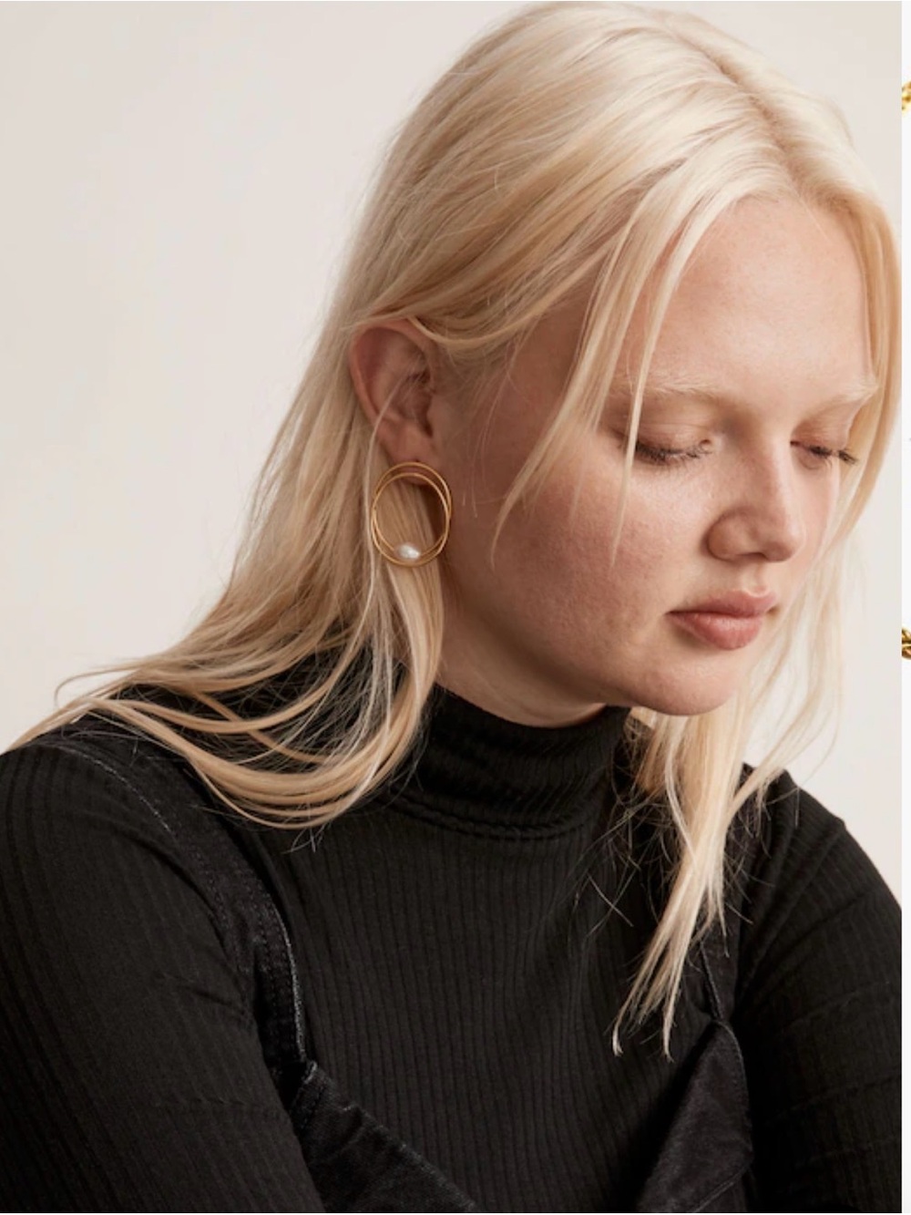 Madewell Front-Facing Freshwater Pearl Double Hoop Earrings